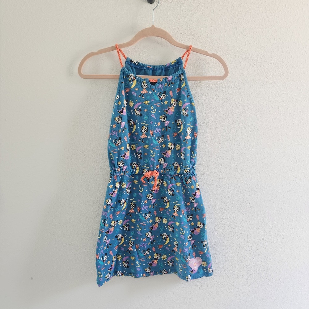 Disney Cruise Line Girls Teal Mermaid Minnie Mouse Halter Dress Size L Large